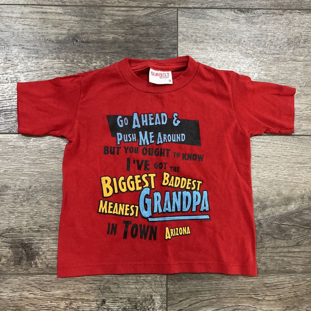 Vintage 90s Sunbelt Grandson Grandpa T-Shirt Single Stitch USA Kids Size XS 2-4